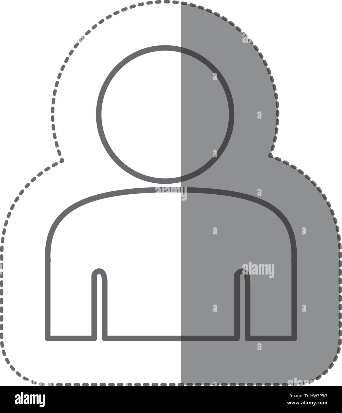 sticker silhouette half body figure person icon Stock Vector