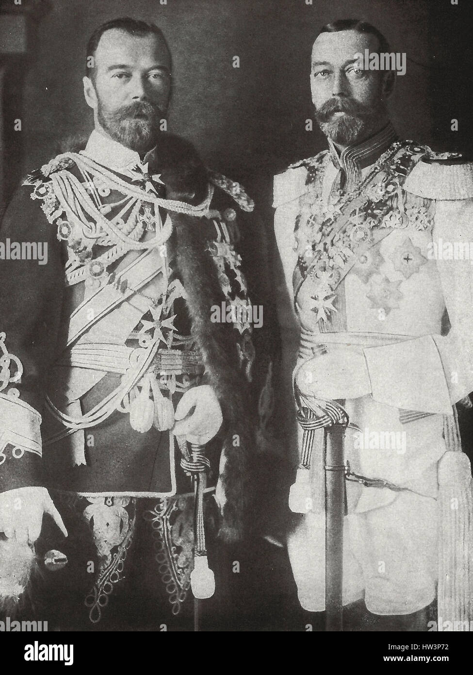 Nicholas II, Tsar of Russia and King George V of Great Britain before World War I Stock Photo