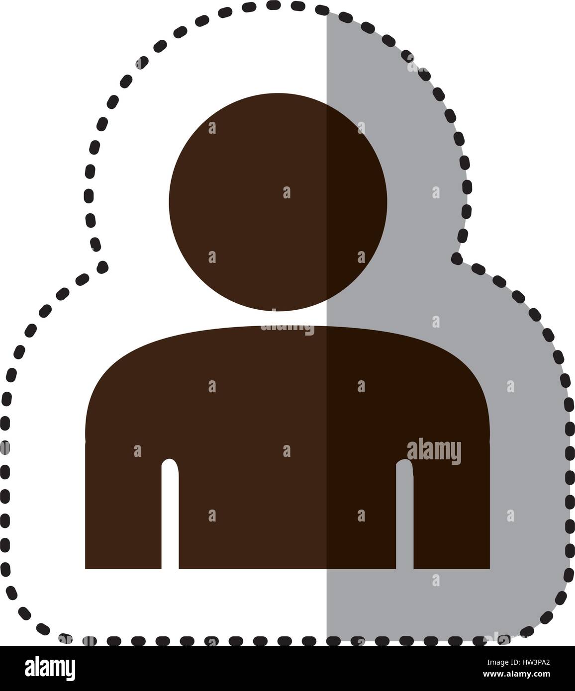 sticker brown silhouette half body figure person icon Stock Vector