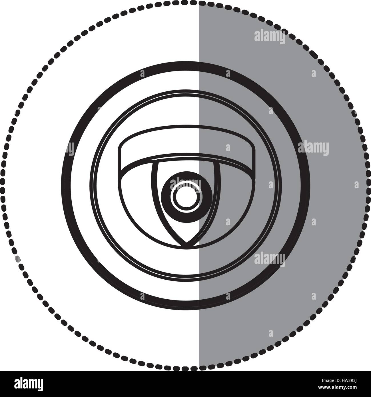 sticker of monochrome contour of video security camera in shape dome in ...