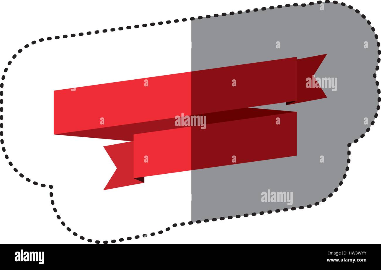 color sticker of red ribbon in a spiral and a half Stock Vector Image ...