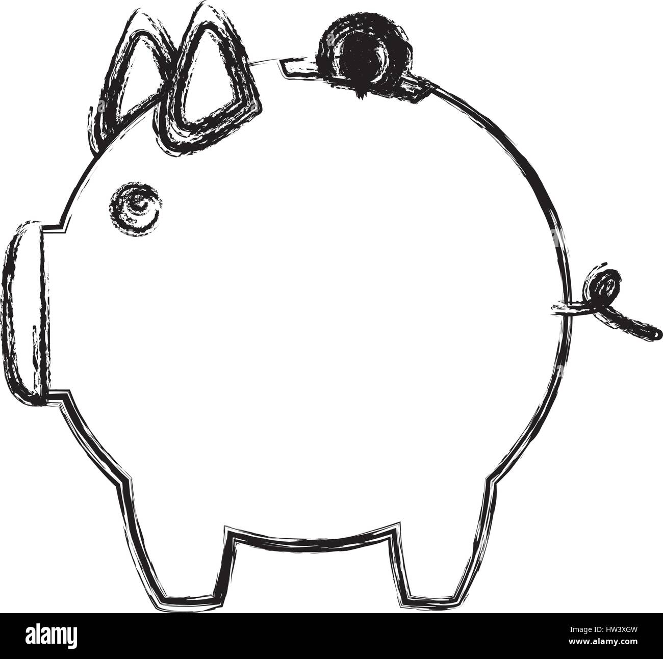 monochrome sketch of money box in shape of piggy Stock Vector