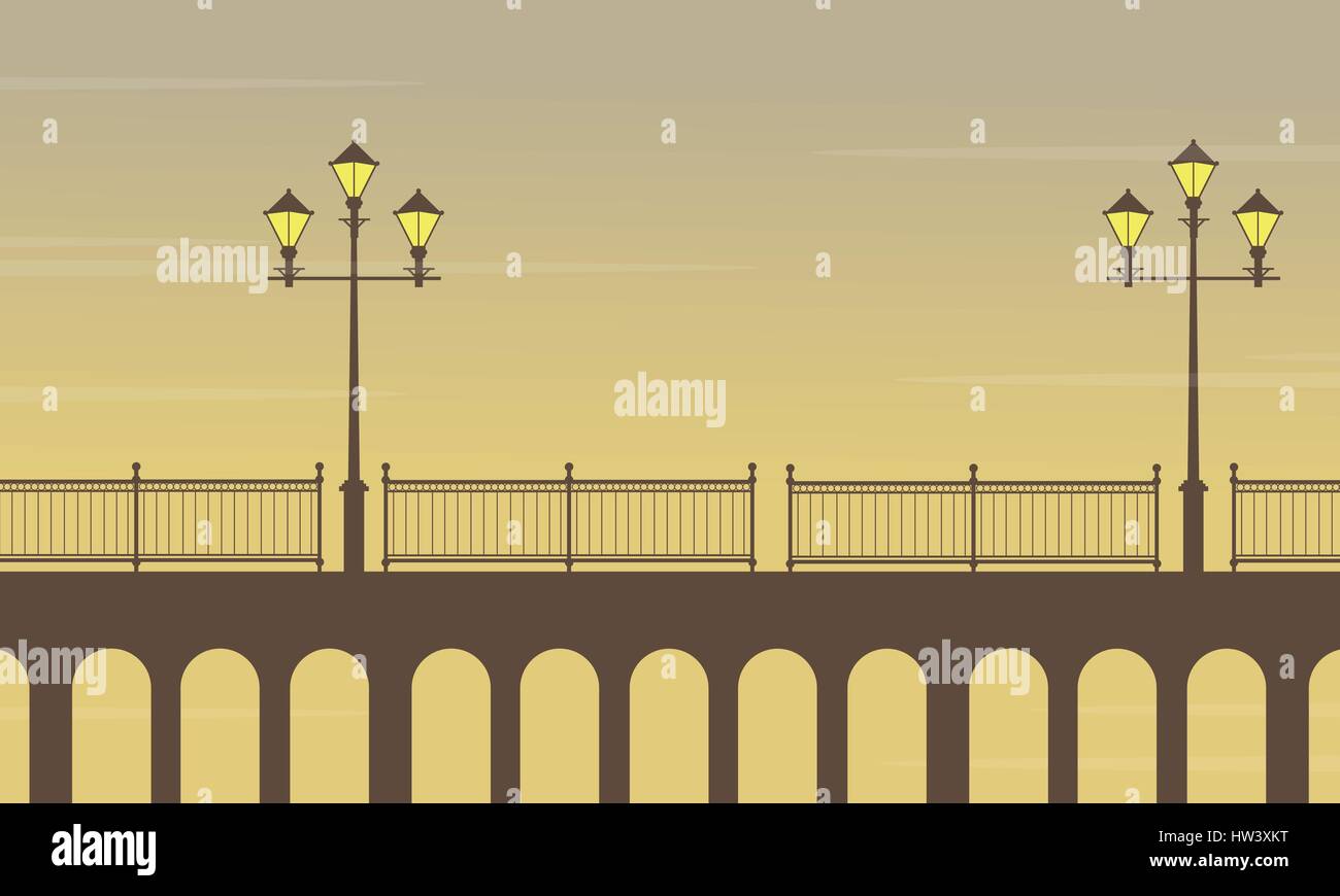 On bridge street lamp scenery Stock Vector Image & Art - Alamy
