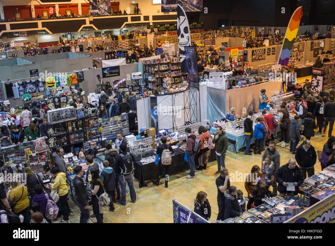 CARDIFF, UNITED KINGDOM. March 4, 2017. Film & Comic Con 2016 was held at Cardiff Motorpoint Arena in March this year where people come and meet each other dressed in cosplay and buy merchandise. Stock Photo