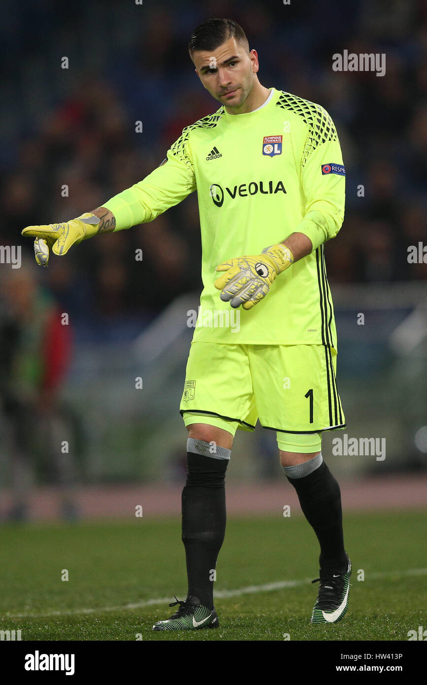 Rome, Italy 16 March, 2017: Anthony Lopes in action during the Uefa league  match between A.s.