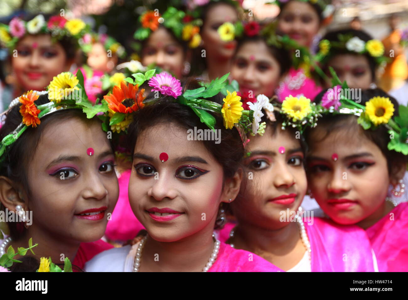 Dhaka, Bangladesh. 16th Mar, 2017. Children dancing at a cultural