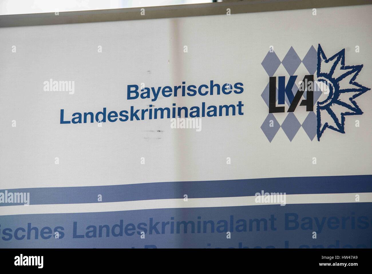 March 17, 2017 - Munich, bavaria, Germany - The Landeskriminalamt (state crime office) of Bavaria held a press conference to signify the conclusion of the investigation around the July 22 Amoklauf (shooting) at the OEZ Olympia Shopping Mall by Ali David Sonboly, a disturbed 18 year old. Sonboly was under mental health care prior to the shooting and then obtained a gun via the Darkweb. Further evidence from numerous sources revealed that he also had far-right leanings and was a follower of Germany's Alternativ fuer Deutschland (AfD) party. Sonboly killed nine, injured thirty-six before ki Stock Photo