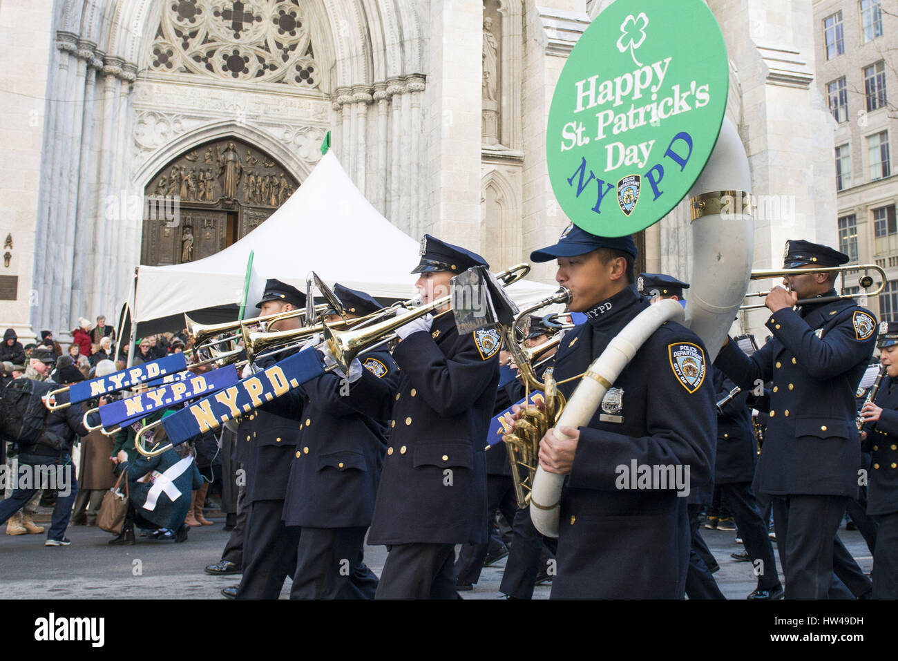 New York, USA. 17th Mar, 2017. The New York City Police Department band ...