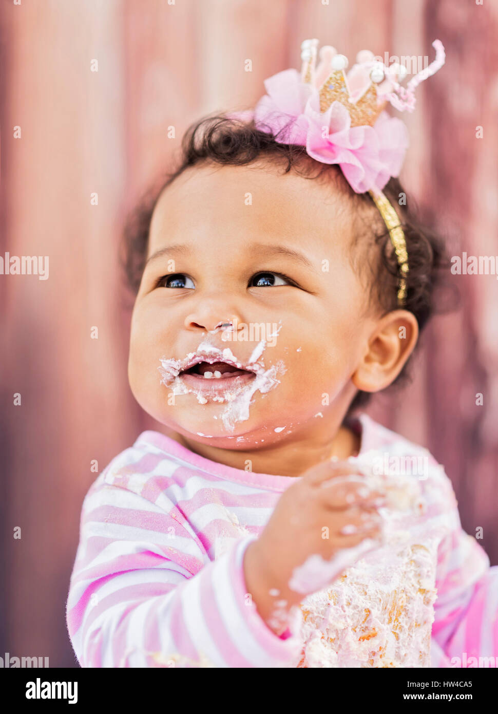 Child eating messy cake hires stock photography and images Alamy