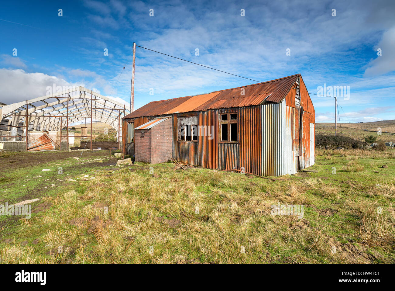 A rusty old corrugated metal shack Stock Photo