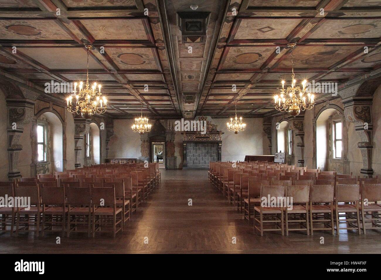 The Banquet Hall At Wilhelmsburg Palace With Ample Ceiling And