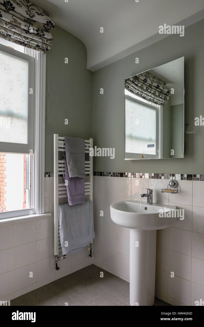 Redeveloped Victorian town-house in Chester, Cheshire, UK. The bathroom. Stock Photo