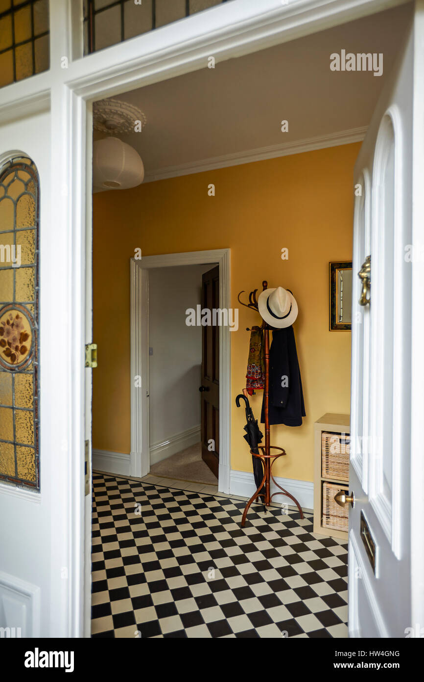Redeveloped Victorian town-house in Chester, Cheshire, UK. The entrance hall. Stock Photo