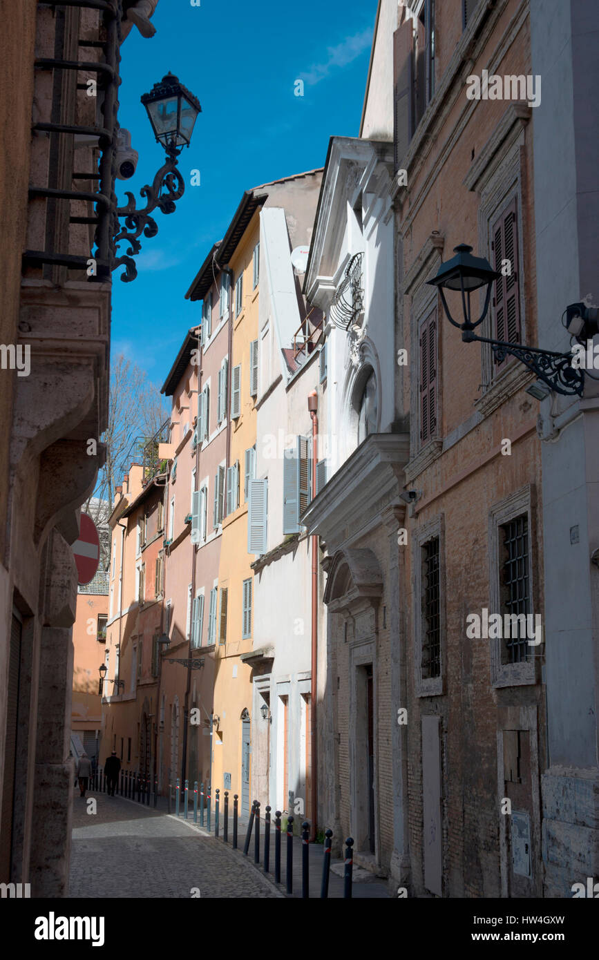 A narrow pedestrian street on the way to the Vatican, Rome, Lazio, Italy. Stock Photo