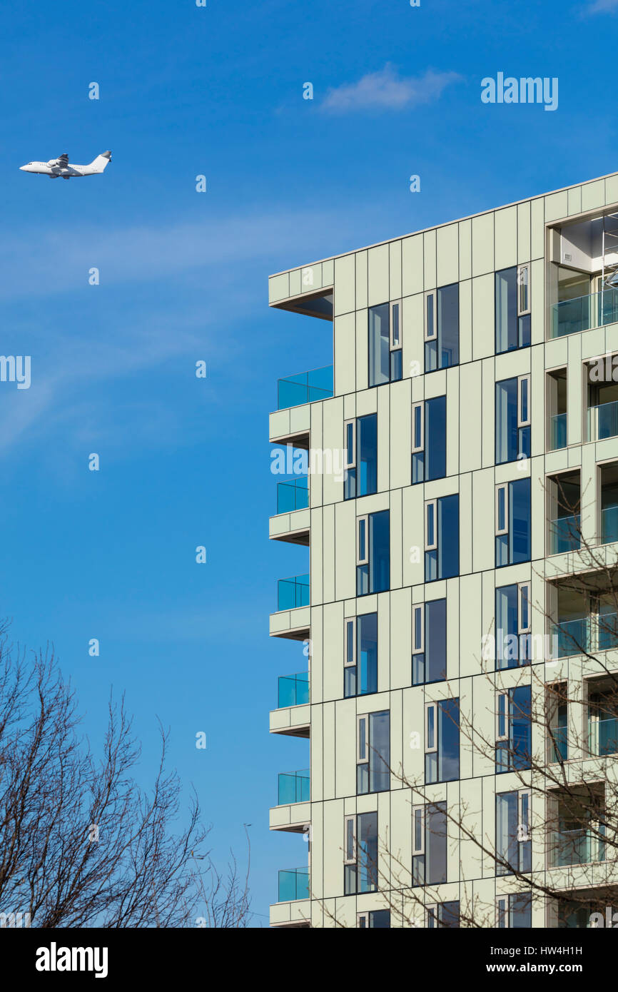 Exterior view of a building of the Greenwich Peninsular development and regeneration program, London, UK. Stock Photo