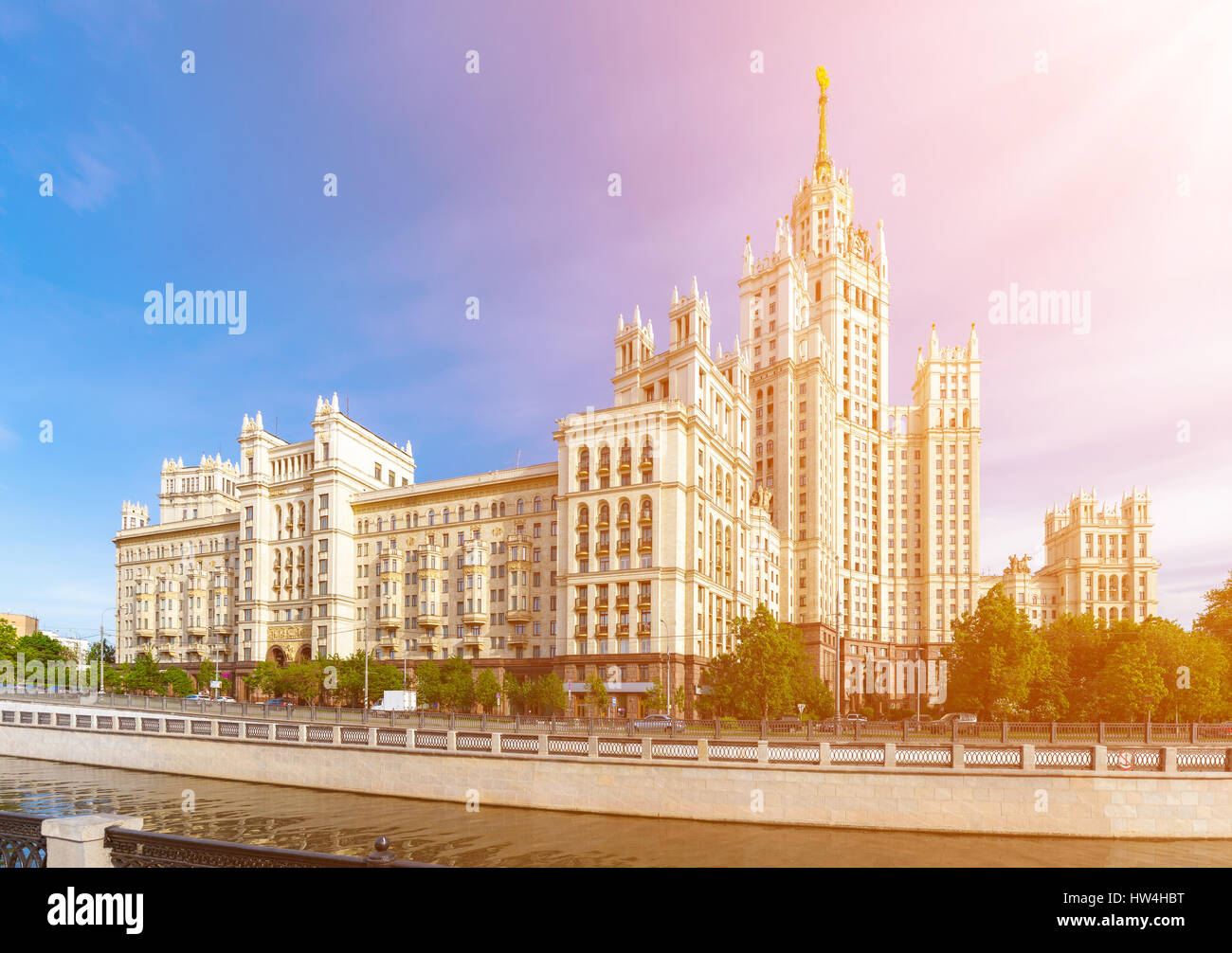 Kotelnicheskaya Embankment Building near Yauza river in Moscow, Russia Stock Photo
