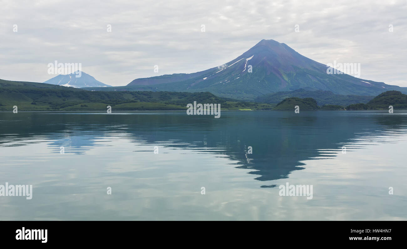 Ilyinsky stratovolcano near Kurile Lake. Stock Photo