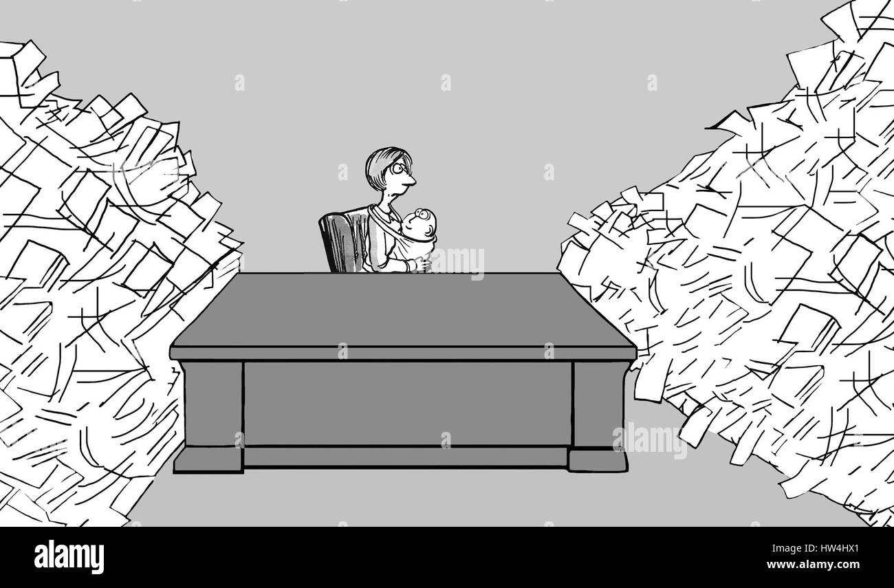 Business Illustration About A Working Mother On Her First Day Back