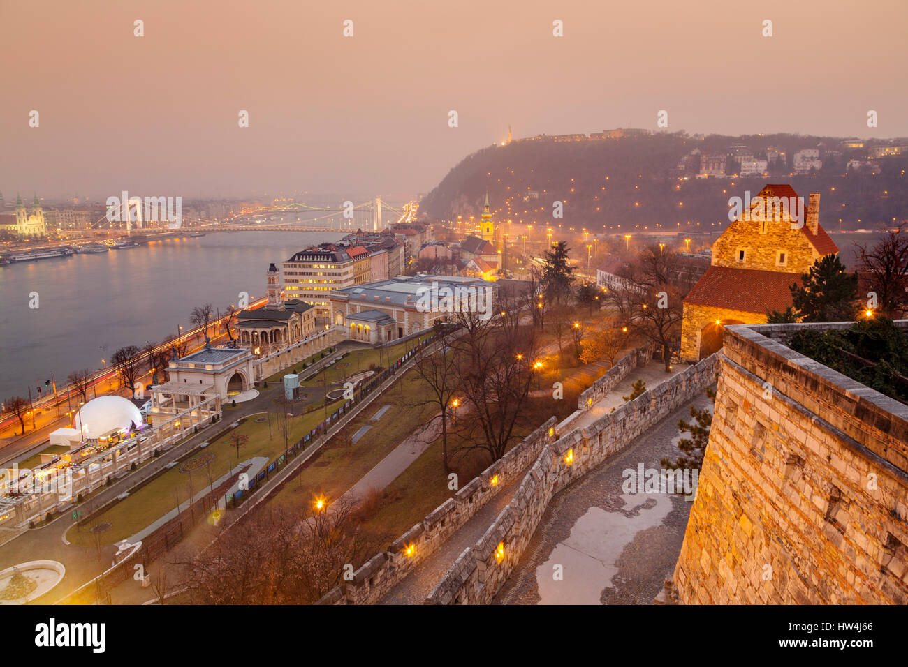 Danube River seen from Castle Hill district. Budapest Hungary, Southeast Europe Stock Photo