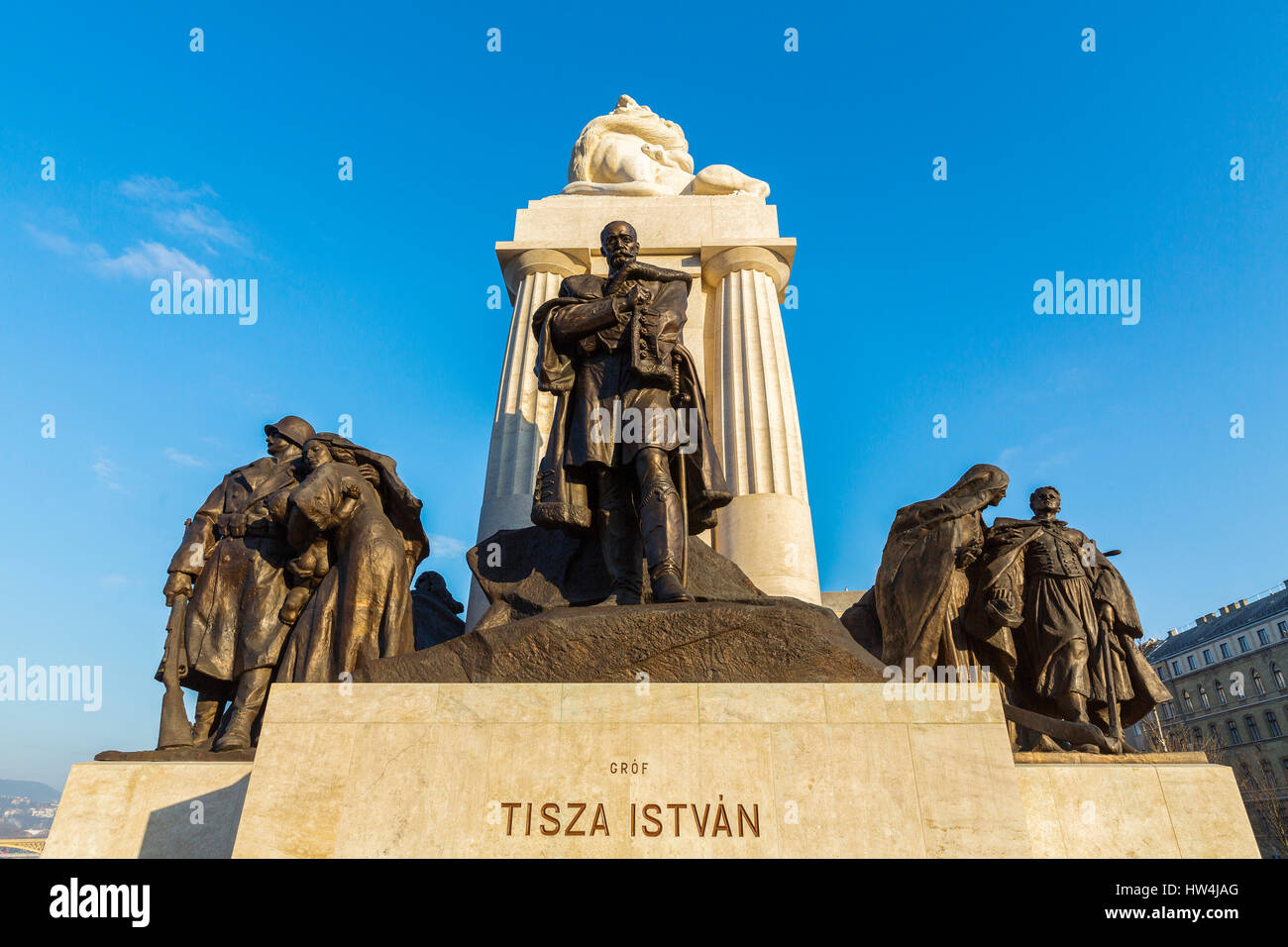 Istvan Tisza Statue monument. Budapest Hungary, Southeast Europe Stock