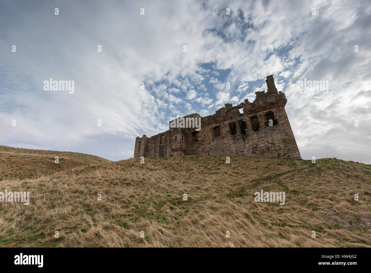Crichton Castle, near Pathhead, Midlothian. The oldest part of the castle dates from the 15th century, and was later developed by the Crichton family. Stock Photo