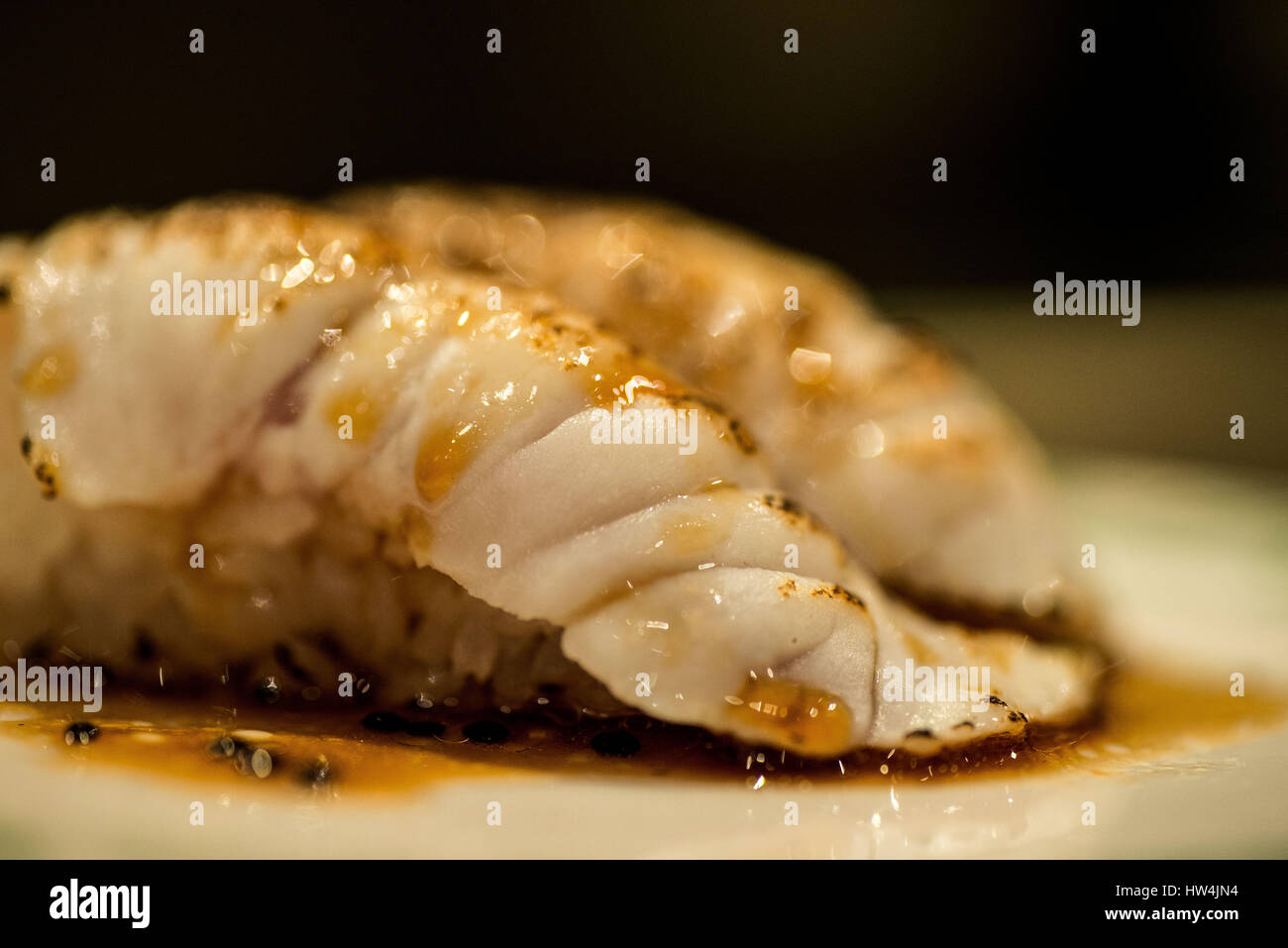 Sea bass nigiri Stock Photo Alamy
