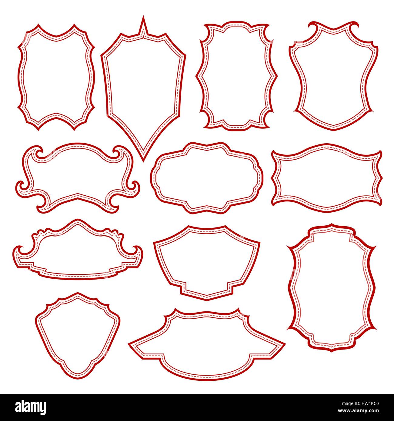 Set of Different Red Vintage Frames Stock Vector Image & Art - Alamy