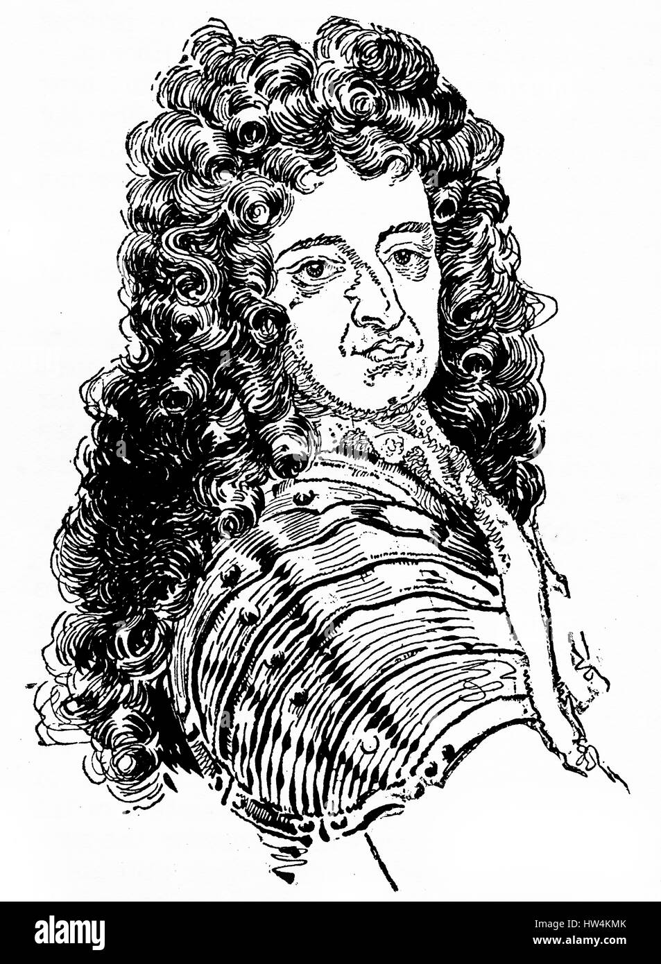 Engraving of William III, king of England. (1650-1702) From an original engraving in the Historian's History of the World, 1908 Stock Photo