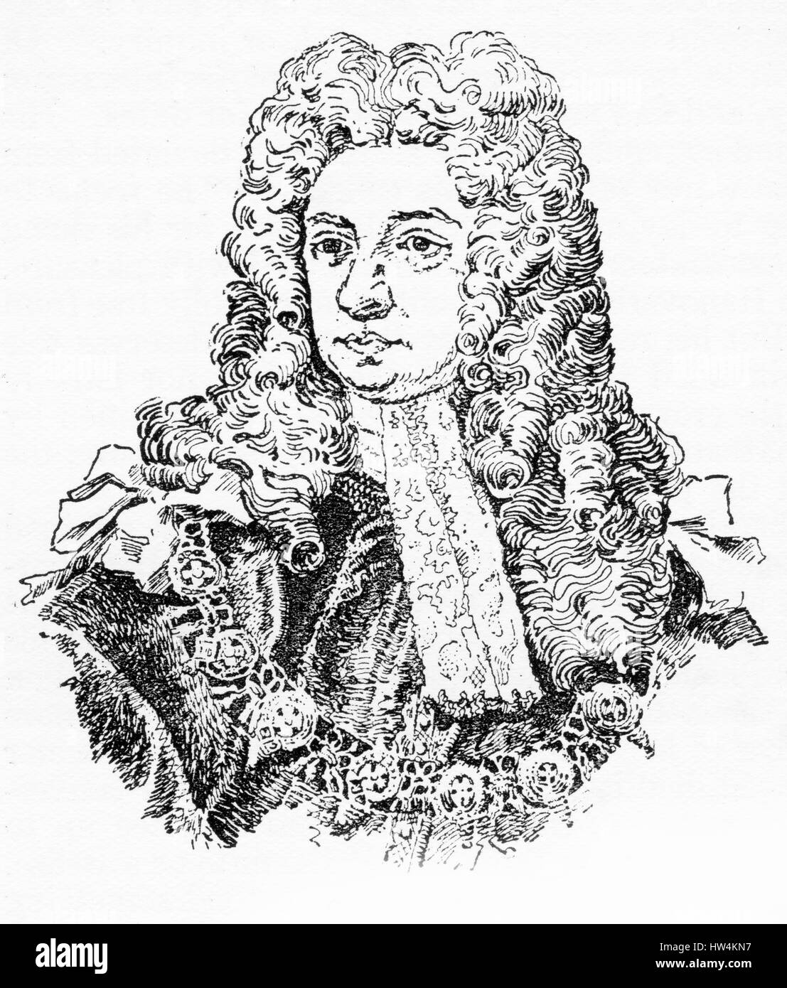 Engraving of George II, king of England. (1683-1760) From an original engraving in the Historian's History of the World, 1908 Stock Photo