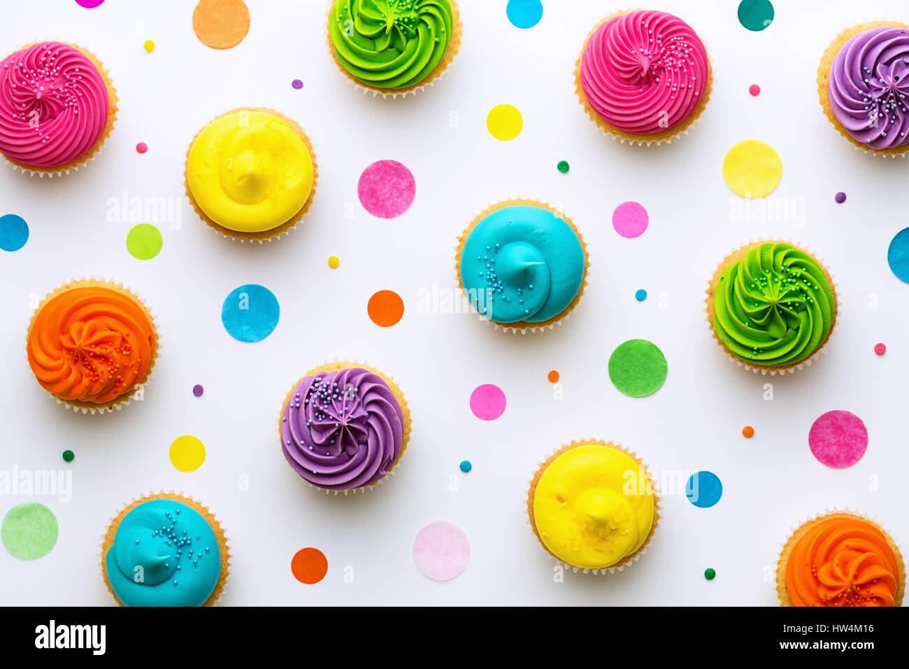 Colorful cupcakes on a white background Stock Photo