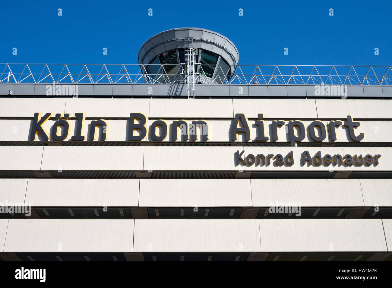 Cologne Bonn Airport (Konrad Adenauer) - main building of Terminal 1. By traffic units the airport is in fifth position in Germany. Stock Photo