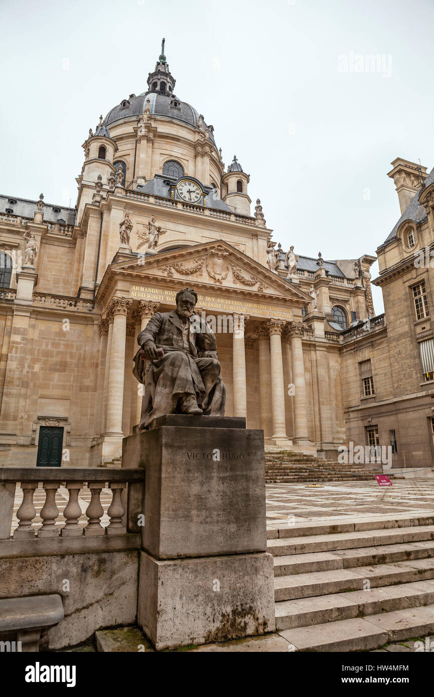 PARIS, FRANCE - JULY 10, 2014:Sorbonne university. The University of Paris ( Universite de Paris ), famous university in Paris, founded by Robert de S Stock Photo