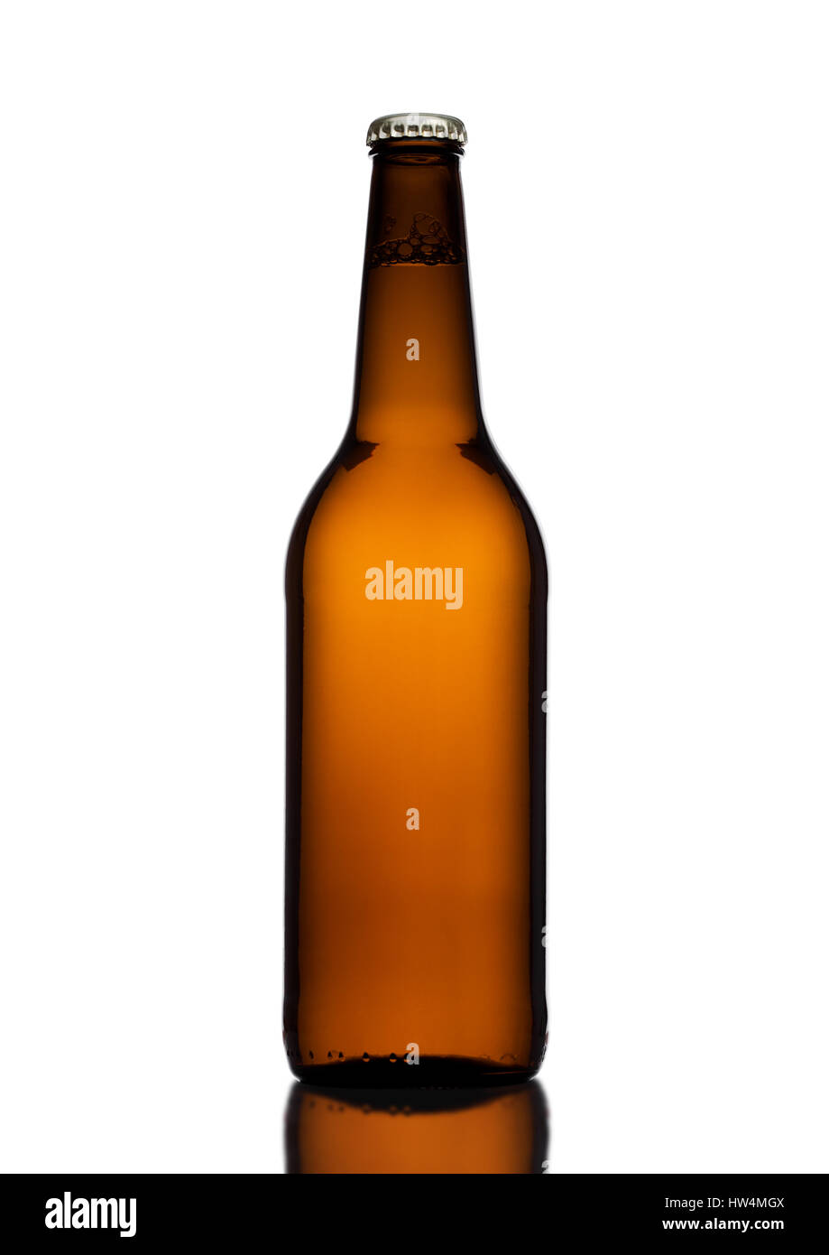Brown glass beer bottle with yellow cap isolated Stock Photo Alamy