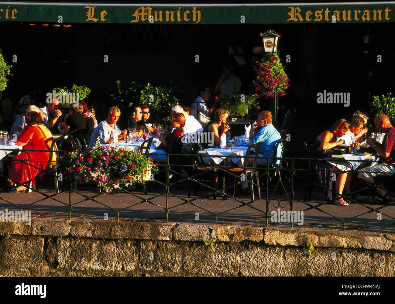 Pavement cafe, Annecy, Haute Savoie, Rhone Alps, France Stock Photo