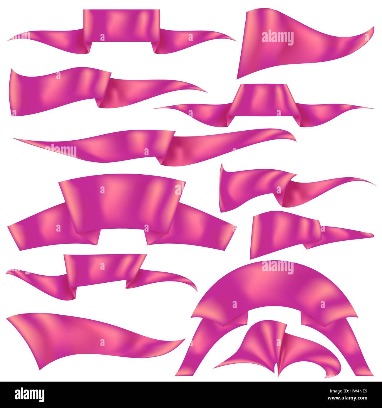Set of Pink Ribbons Stock Vector Image & Art - Alamy