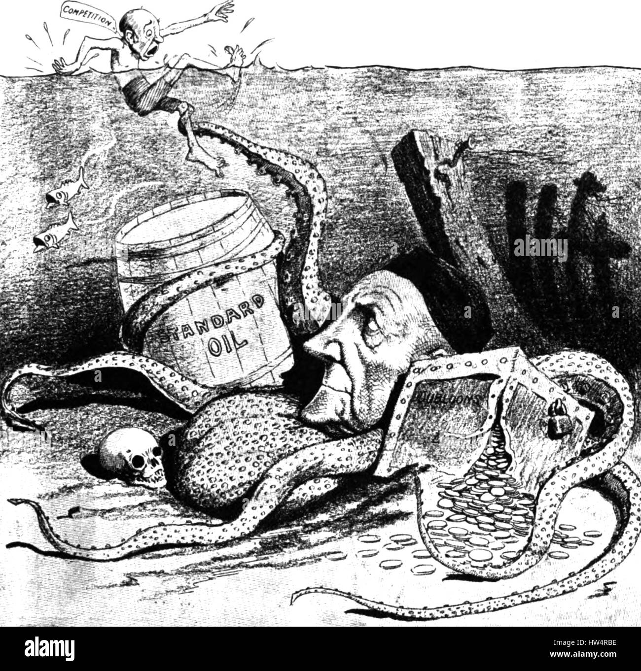 STANDARD OIL COMPANY satirised in a 1906 issue of the American Arena magazine. Comparing the company to an octopus was commonplace in cartoons. Stock Photo