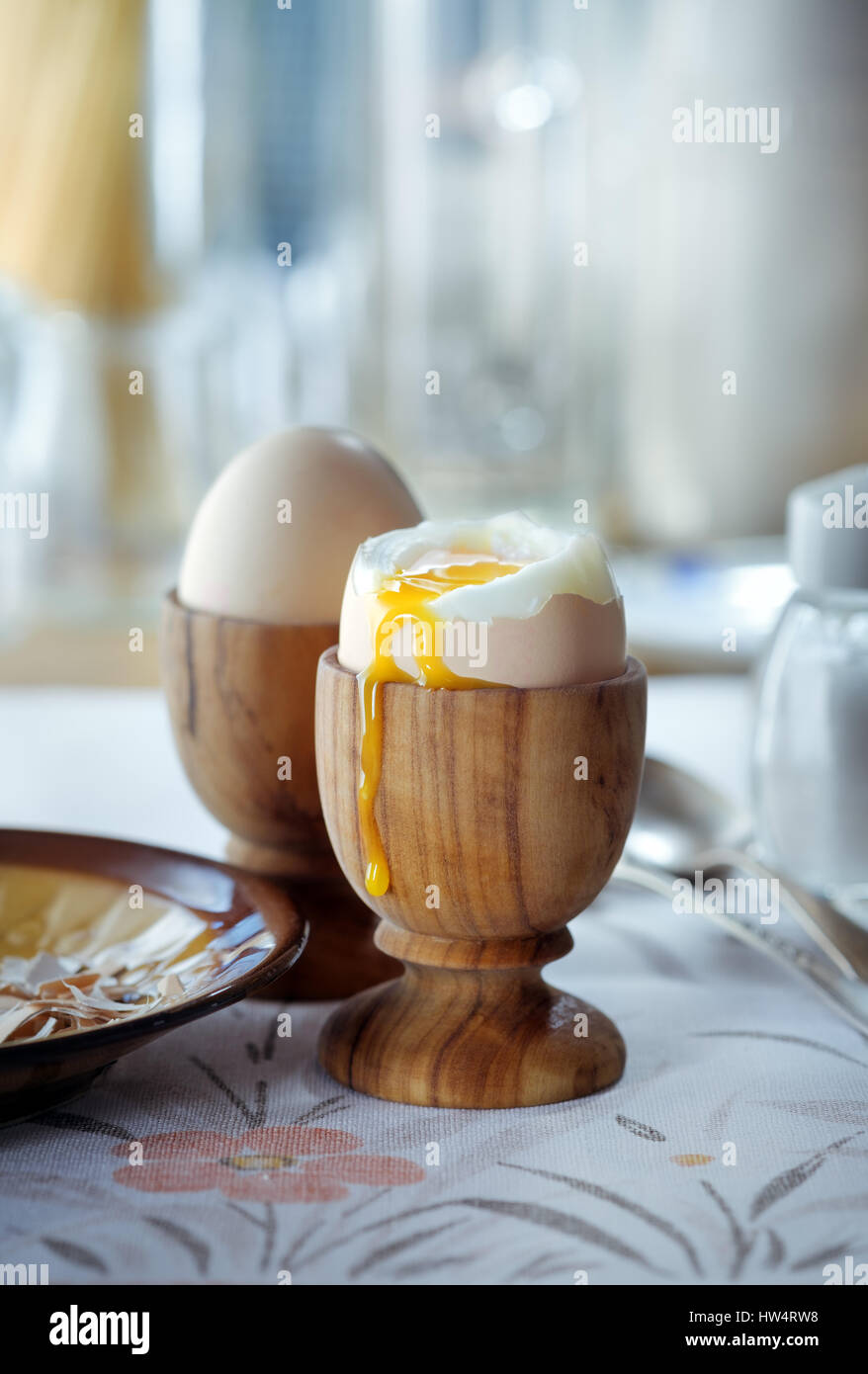 Soft boiled eggs for breakfast Stock Photo Alamy