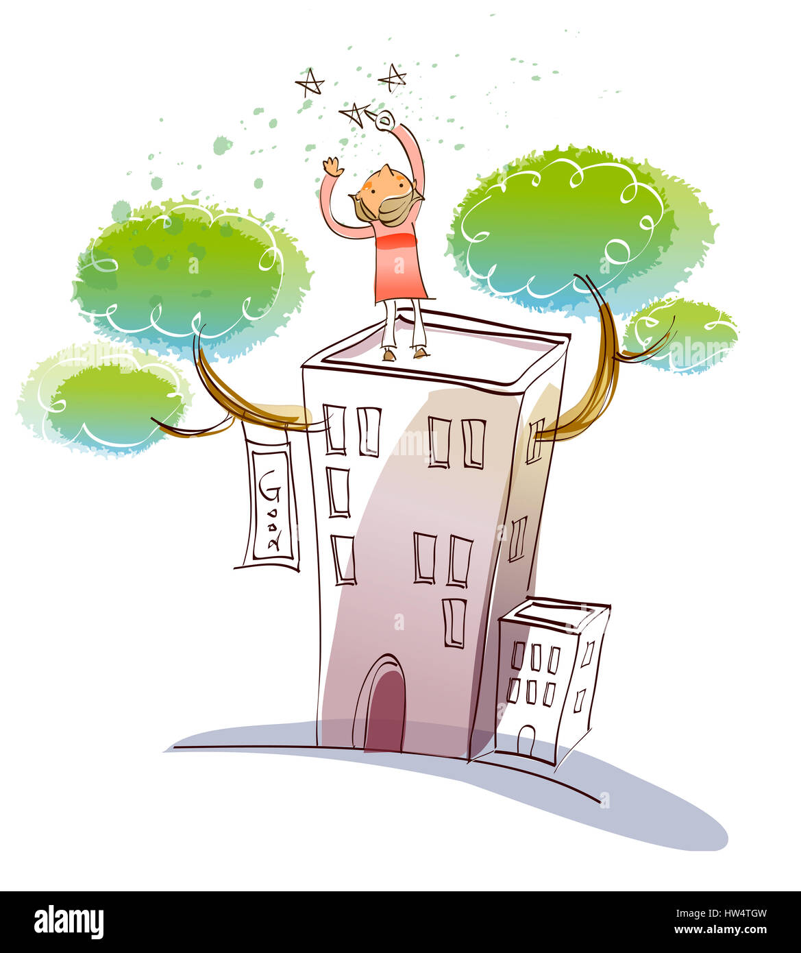 architecture,arms raised,branch,building exterior,building structure