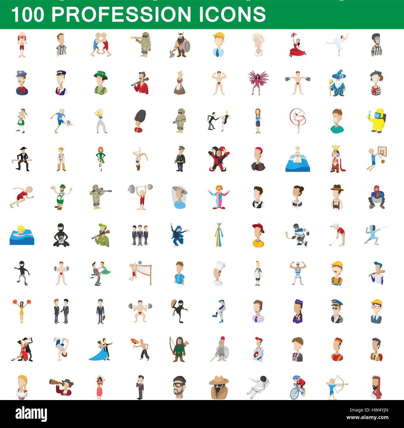 100 profession icons set, cartoon style Stock Vector Image & Art - Alamy