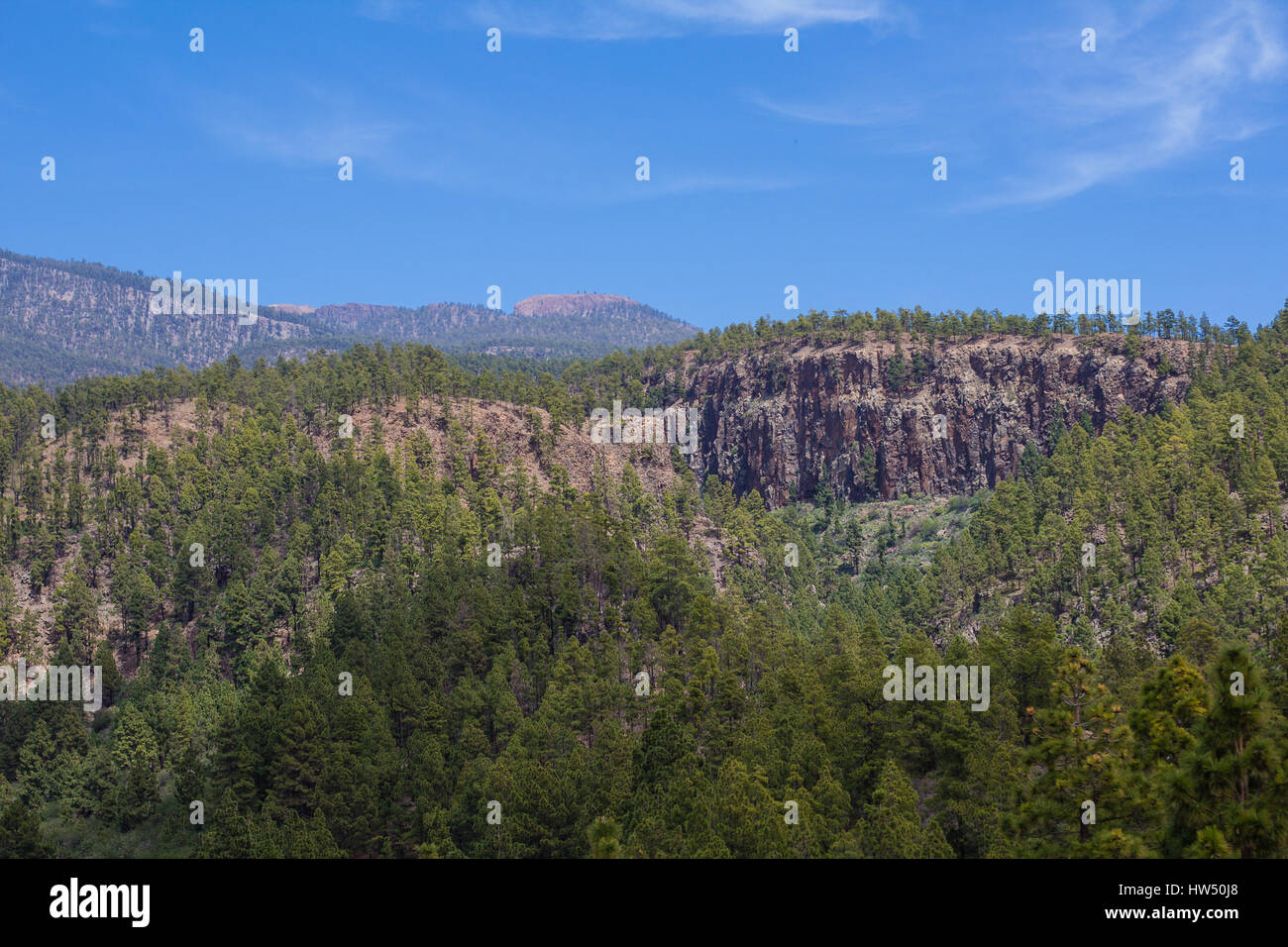 landscape - forest, mountains and blue sky Stock Photo - Alamy