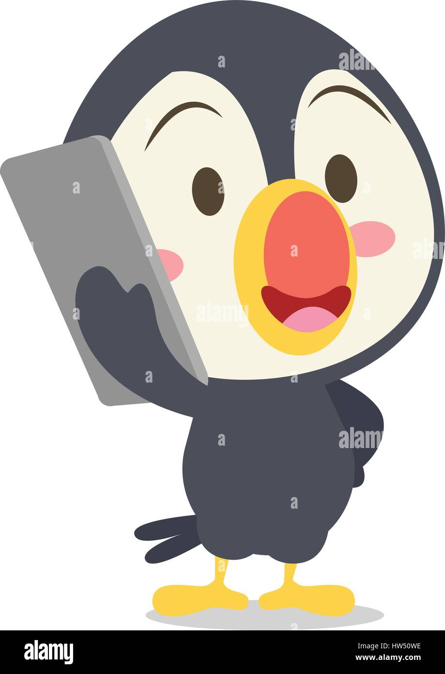 Toucan with phone character style Stock Vector