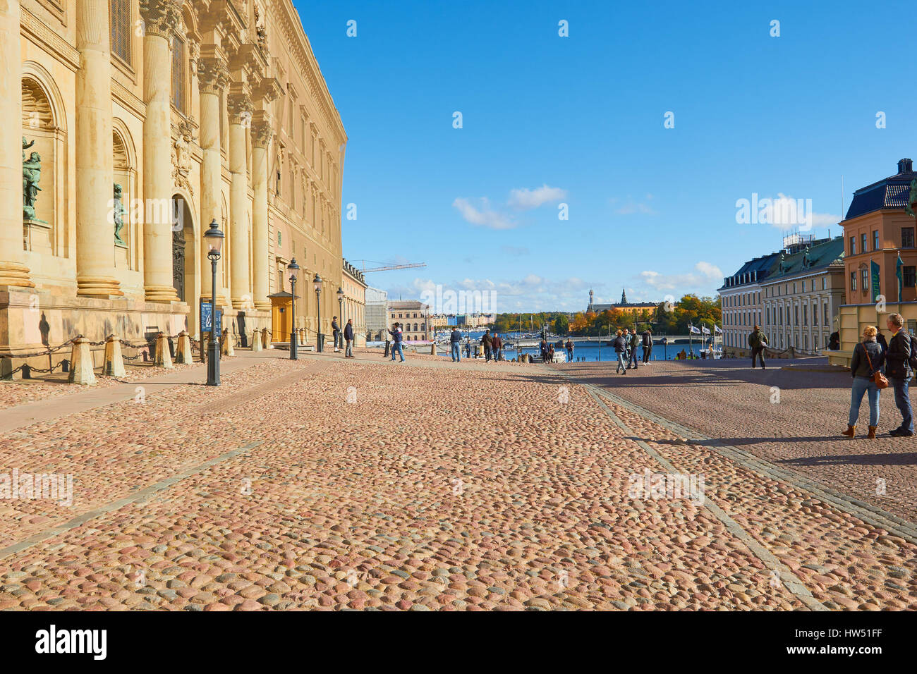 View from in front of the Royal Palace (Kungliga Slottet), Stockholm, Gamla Stan, Sweden, Scandinavia Stock Photo