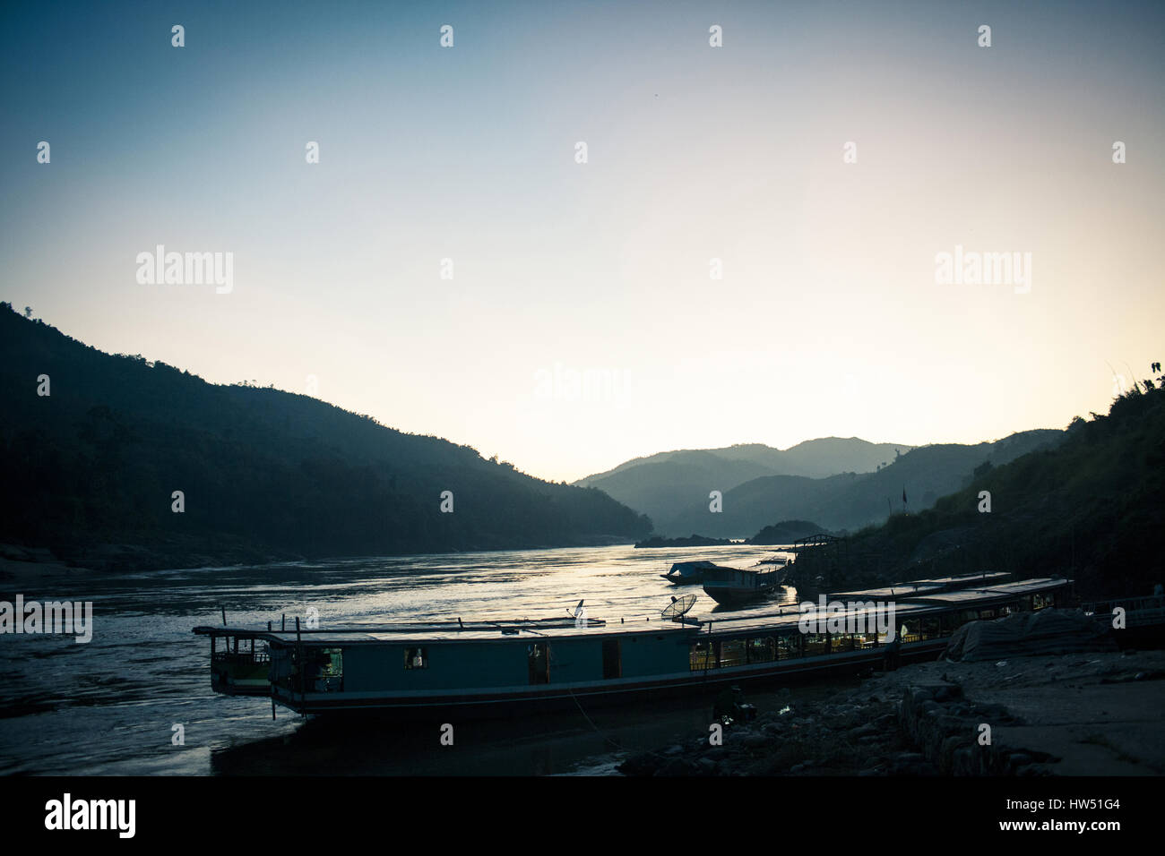 A big boat pictured in Luang Prabang, Laos. Stock Photo