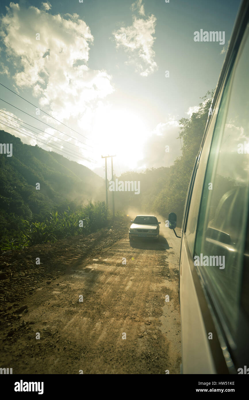 Bus on the way to the Si Phan Don also known as the 4000 islands, Laos. Stock Photo