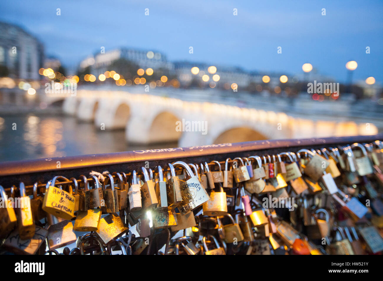 Love Locks on a bridge in Paris, the city of Love. It is a Padlock