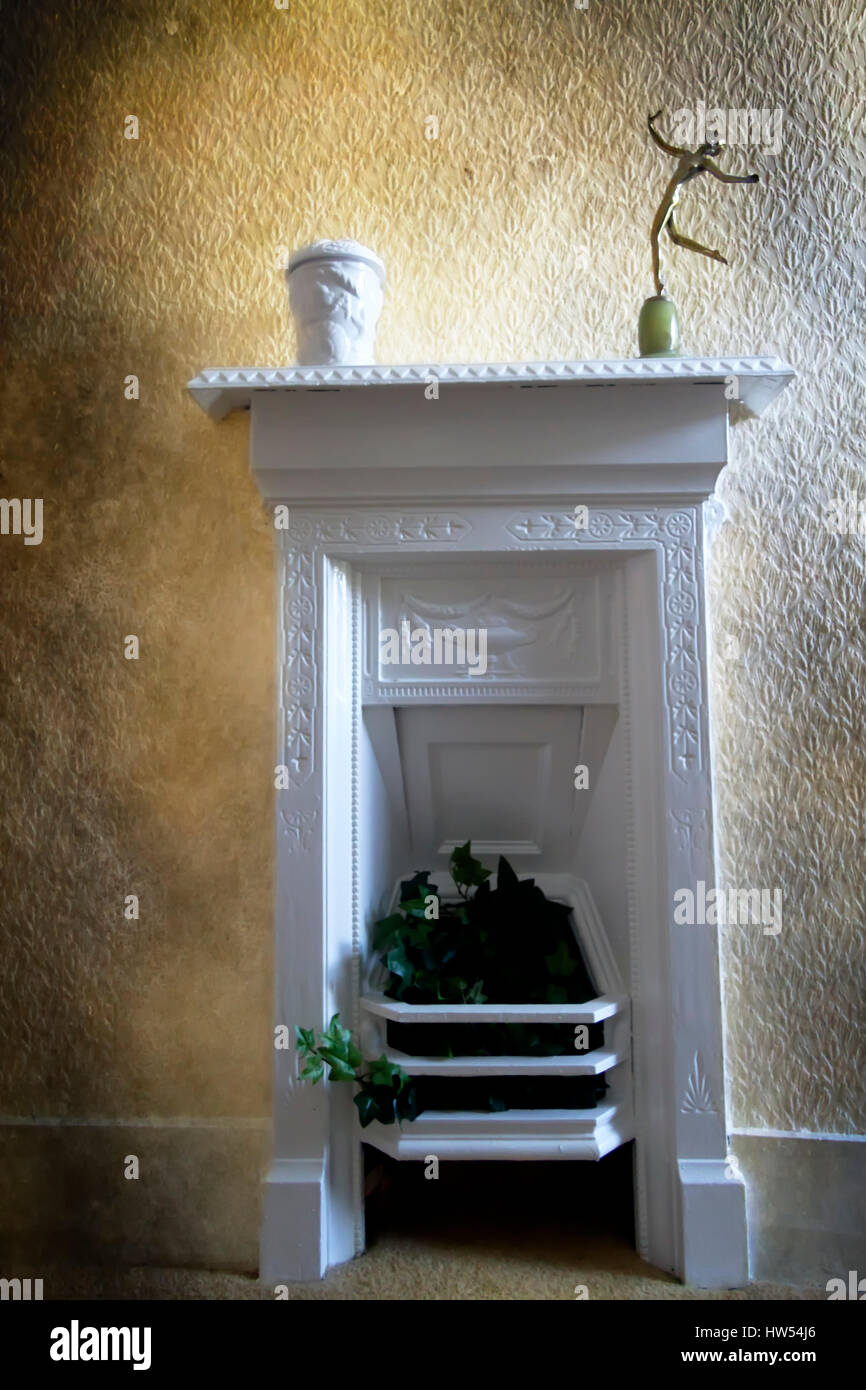 White Painted Victorian Cast Iron Fireplace Stock Photo 135952382
