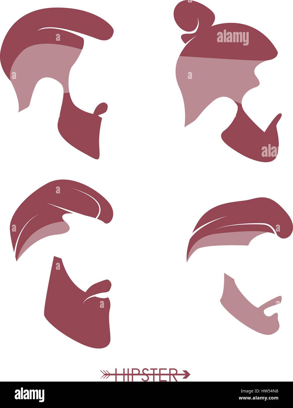 set of hipster man haircuts beards mustaches simple design for