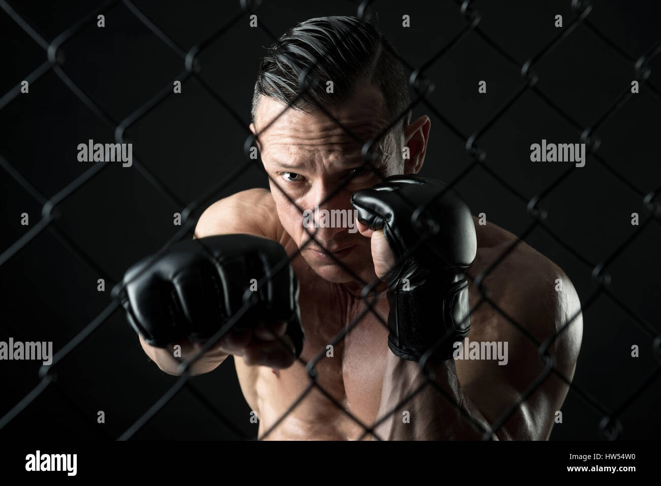 Muay thai fight boxing art and combat rope tied hand Stock Photo