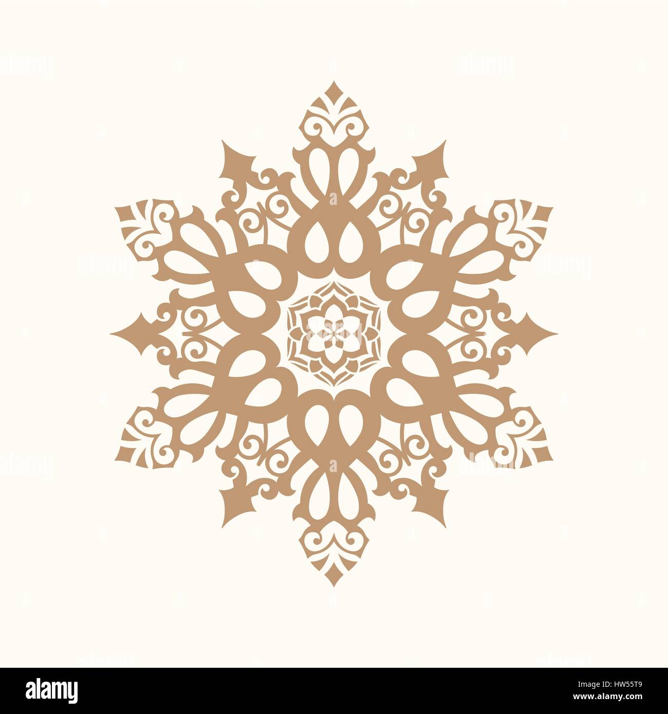 Circular pattern in arabic style. Round stylish ornament. Stylized six-pointed star. Vector element of graphic design Stock Vector