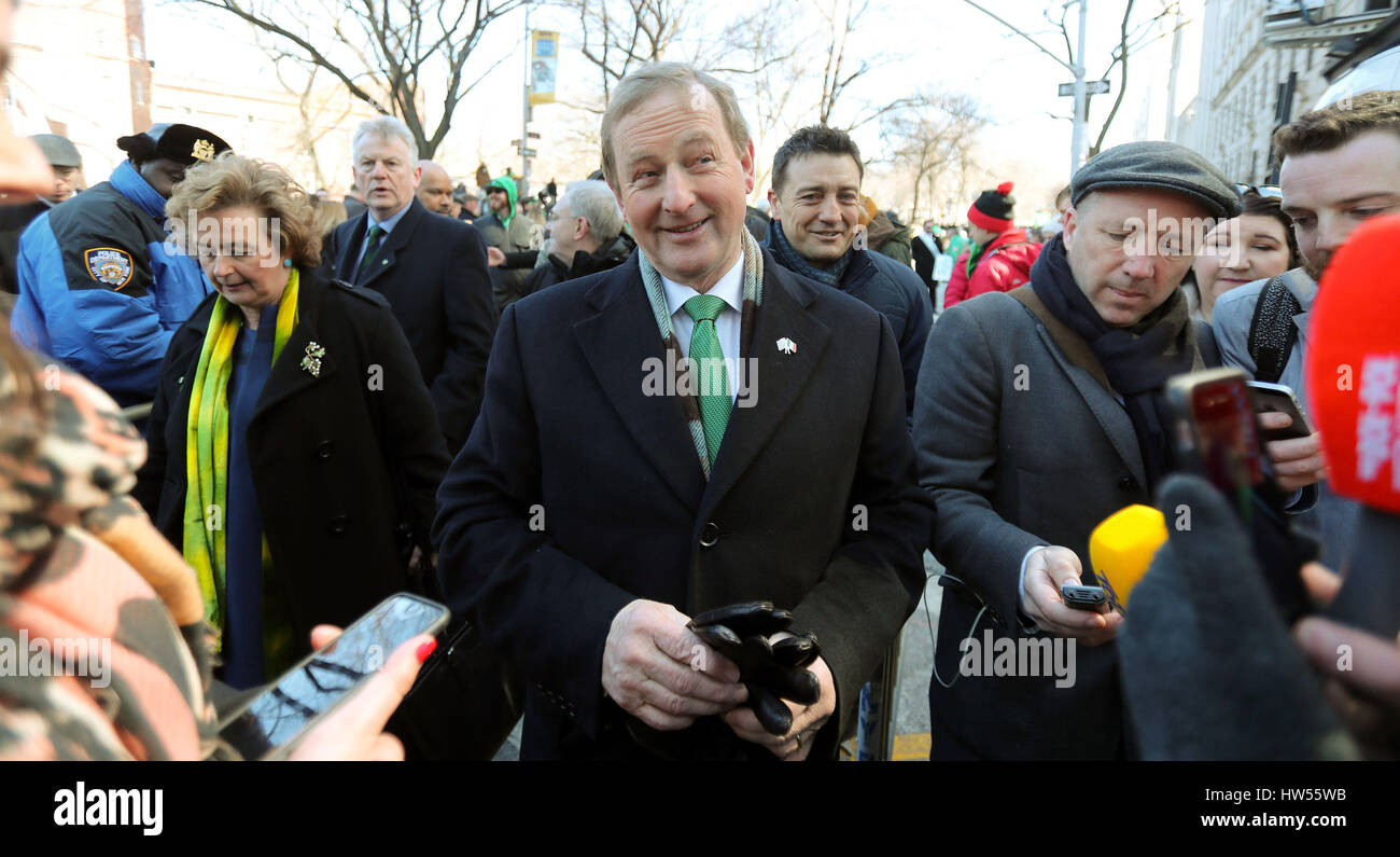 Irish Taoiseach Enda Kenny during the St Patricks Day Parade in New York USA. Stock Photo